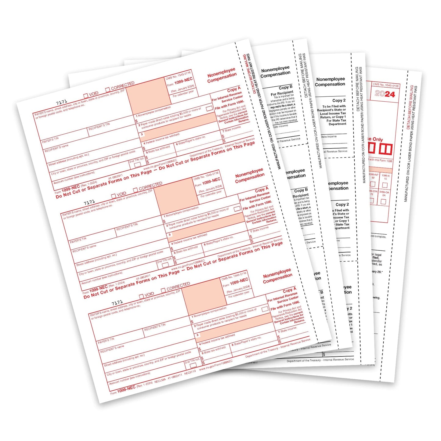 2024 Blue Summit Supplies Tax Forms, 1099-NEC 5 Part Tax Form KIT, 25-Pack