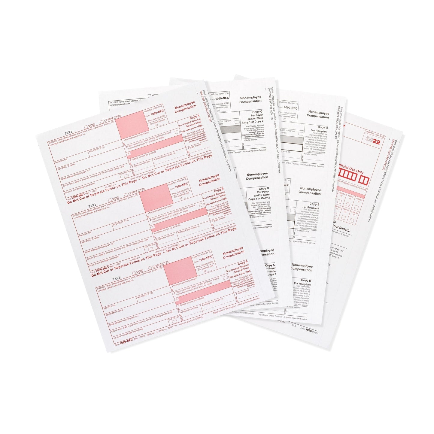 2022 Blue Summit Supplies Tax Forms, 1099-NEC 5-Part Tax Form KIT, 100-Pack