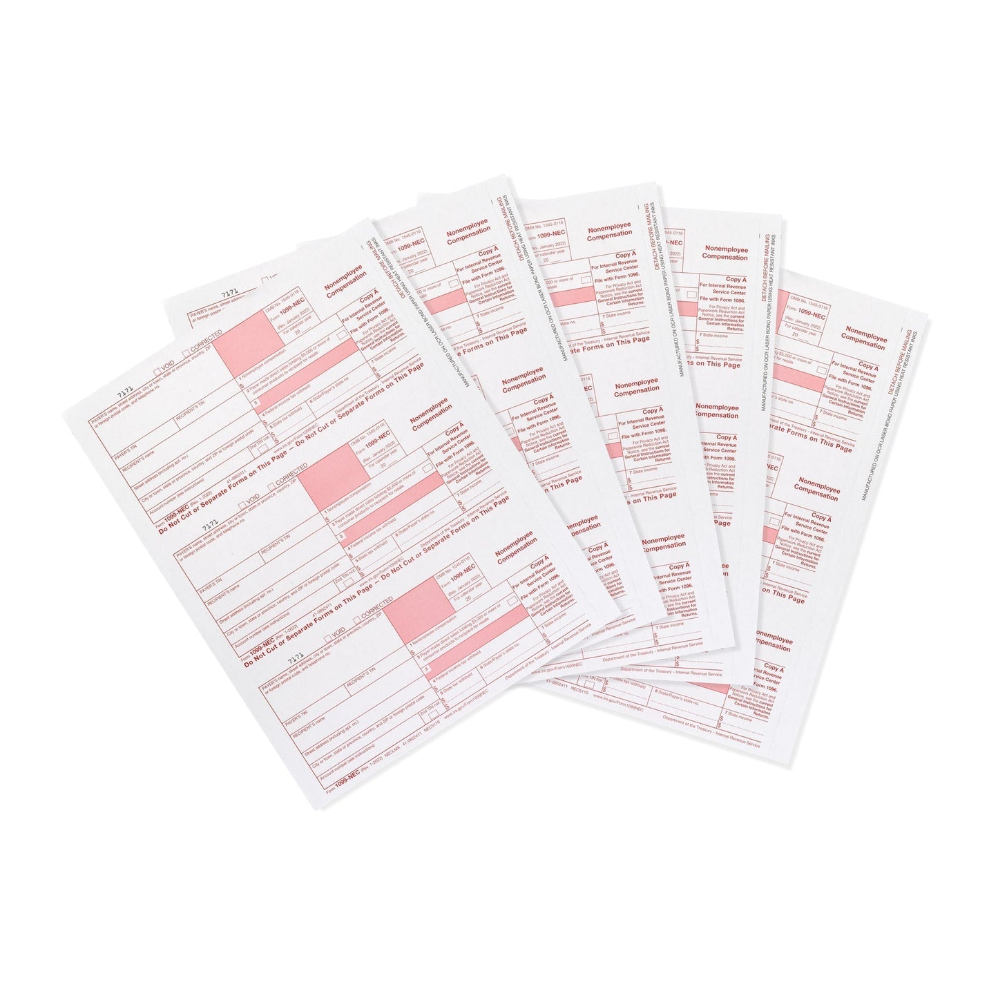 2022 Blue Summit Supplies Tax Forms, 1099-NEC Copy A Forms, 100-Pack (34 Sheets)
