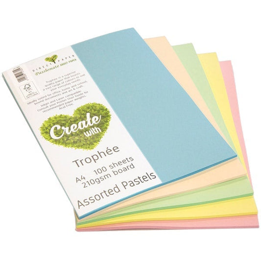A4 210gsm Trophee Card Assorted Pastels x 100's Pack