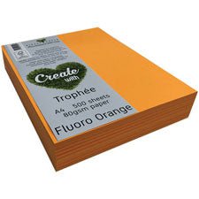A4 80gsm Trophee Paper Fluoro Orange x 500's Pack