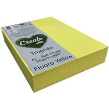 A4 80gsm Trophee Paper Fluoro Yellow x 500's Pack